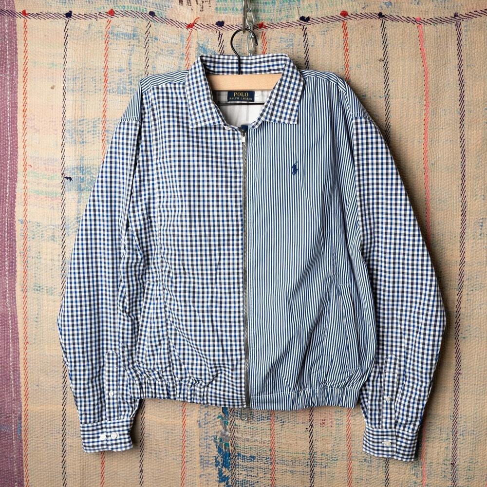 Custom upcycled polo harrington jacket